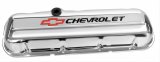 Proform Stamped Steel Chevrolet Valve Covers 141-812 Covers, Stamped, and Bowtie Emblem, Short, with Baffle, Chrome, Pair thumbnail 1