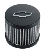Proform Air Breather Caps for Chevrolet 141-614 Valve Cover Breather, Round, Push-in, Steel, Black Crinkle Top, Bowtie Emblem, Chevy, Each thumbnail 1