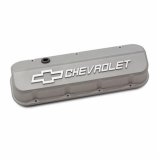 Proform GM Licensed Slant Edge Valve Covers 141-872 Covers, Edge, Tall, Perimeter Bolt, Cast Aluminum, Textured Gray Powdercoated, Chevrolet Logo Top Style, Chevrolet, Big Block, Pair thumbnail 1