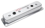 Proform GM Licensed Diecast Aluminum Chevrolet Valve Covers 141-130 Covers, Tall, Cast Aluminum, Polished, Logo, Centerbolt, Chevy, Small Block, Pair thumbnail 1