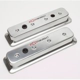 Proform GM Licensed Diecast Aluminum Chevrolet Valve Covers 141-130 Covers, Tall, Cast Aluminum, Polished, Logo, Centerbolt, Chevy, Small Block, Pair thumbnail 2