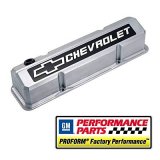 Proform GM Licensed Slant Edge Valve Covers 141-920 Covers, Cast Aluminum, Polished, Tall, Chevrolet, Bowtie Emblem, Chevy, Small Block, Pair thumbnail 2