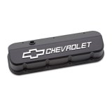 Proform GM Licensed Slant Edge Valve Covers 141-870 Covers, Edge, Tall, Perimeter Bolt, Cast Aluminum, Textured Black Powdercoated, Chevrolet Logo Top Style, Chevrolet, Big Block, Pair thumbnail 5