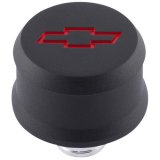 Proform Slant Edge Aluminum Breather Caps 141-861 Valve Cover Breather, Aluminum, Push-in, Round, Black, Red Bowtie Emblem, 2.500 in. Diameter, 1.220 in. Hole Size, Each thumbnail 2
