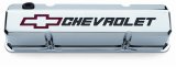Proform GM Licensed Slant Edge Valve Covers 141-930 Covers, Cast Aluminum, Chrome, Slant-Edge, Chevrolet, Bowtie Emblem, Chevy, Small Block, Pair thumbnail 1