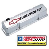 Proform GM Licensed Slant Edge Valve Covers 141-930 Covers, Cast Aluminum, Chrome, Slant-Edge, Chevrolet, Bowtie Emblem, Chevy, Small Block, Pair thumbnail 2