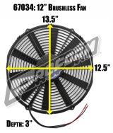 12 Inch 2,100 CFM Proform Brushless Electric Fan 67034 Fans, Fans, Single, Puller, cfm Maximum, Plastic, Black, 15.00 amps, 12.00 in. Diameter, Each thumbnail 6