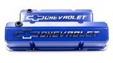 Proform GM Licensed Collector's Series Slant-Edge Valve Covers 141-932 Covers, Slant-Edge, Tall, Perimeter Bolt Mounting Style, Blue, Bowtie Emblem, Chevy, Small Block, Pair thumbnail 2
