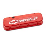 Proform GM Licensed Slant Edge Valve Covers 141-871 Covers, Edge, Tall, Perimeter Bolt, Cast Aluminum, Gloss Orange Powdercoated, Chevrolet Logo Top Style, Chevrolet, Big Block, Pair thumbnail 2