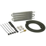 Derale Dyno-Cool Transmission Coolers 12901 Cooler, Dyno-Cool, Tube and Fin, 4 Rows, Aluminum, 11/32 in. Hose Barb, Rubber Hose, Clamps, Kit thumbnail 1