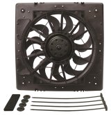 12 Inch 2,200 CFM Derale High-Output Single RAD Fan and Shroud Kit 16926 Electric Fan, Single, 12.00 in. Diameter, Puller, cfm, Black, Plastic, Each thumbnail 1