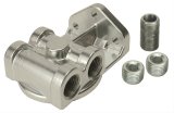 Derale Oil Filter Adapters 25709 Adapter, Remote Mount, Aluminum, Polished, 1/2 in. NPT Side Inlet/Outlet, Each thumbnail 1