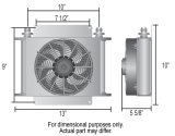 Derale Hyper-Cool Remote Fluid Coolers with Fan Kits 15960 Cooler, Hyper-Cool, Transmission, Fan, Fittings, Hose, Plate, Aluminum, 13.0 in. x 10.0 in. x 5.625, Kit thumbnail 3