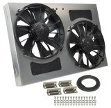 12 Inch 4,000 CFM Derale High-Output Dual RAD Fan and Shroud Kit 16837 Electric Fan, Dual, in. Diameter Fans, Aluminum Shroud, 27 in. Width, 18 in. Height, Each thumbnail 1