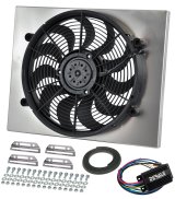 17 Inch 2,400 CFM Derale High-Output RAD Fan and Shroud Powerpacks 66821 Electric Fan, Powerpack Assembly, in. Diameter, Puller, cfm, Black, Plastic, Shroud, Aluminum, Each thumbnail 1