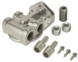 Derale Remote Filter Mounts 13049 Oil Mount, Single Filter, Dual 3/8 in. NPT Inlet/Outlet, 3/4 in.-16 Thread Filter, Aluminum, Each thumbnail 1