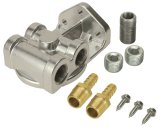 Derale Remote Filter Mounts 13049 Oil Mount, Single Filter, Dual 3/8 in. NPT Inlet/Outlet, 3/4 in.-16 Thread Filter, Aluminum, Each thumbnail 4