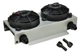 Derale Hyper-Cool Remote Fluid Coolers with Fan Kits 15845 Cooler, Remote, Plate, Aluminum, Black, -10 AN Male Inlet/Outlet, Dual Fan, 630 cfm, Kit thumbnail 1