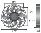 17 Inch 2,400 CFM Derale High-Output Single RAD Fan 16217 Electric Fan, Single, in. Diameter, 2 Stage, Pusher/Puller, cfm, Black, Plastic, Each thumbnail 4