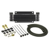 Derale 9000 Series Fin and Plate Transmission Coolers 13611 Fluid Cooler, Plate-Fin Type, Aluminum, 10.125 in. x 3.875 in. x 1.25 in., 1/2 NPT Inlet, Outlet, Kit thumbnail 1