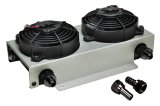 Derale Hyper-Cool Remote Fluid Coolers with Fan Kits 15840 Cooler, Remote, Plate, Aluminum, Black, -8 AN Male Inlet/Outlet, Dual Fan, 630 cfm, Kit thumbnail 1