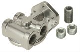 Derale Remote Filter Mounts 25729 Oil Mount, Single Filter, Dual 1/2 in. NPT Inlet/Outlet, 13/16 in.-16 Thread Filter, Aluminum, Each thumbnail 1