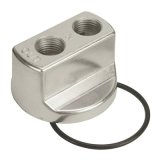 Derale Oil Filter Adapters 15724 Adapter, Spin-on Bypass, Aluminum, Polished, 22mm x 1.5 Thread, 1/2 in. NPT Inlet/Outlet, Each thumbnail 1