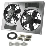 11 Inch 3,750 CFM Derale High-Output Dual RAD Fan and Shroud Kit 16833 Electric Fans, Dual, in. Diameter Fans, w/Shroud, Puller, 24.000 in. Width, 17.000 in. Height, 4.50 in. Thick, Each thumbnail 1