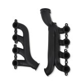 Hooker Blackheart LS Turbo Exhaust Manifolds 8510-3HKR Manifolds, Turbo, Ductile Iron, Black Ceramic, 3.0 in. Outlet/2.25 in. Crossover Connection, Chevrolet LS, Gen III/Gen IV, Pair thumbnail 1