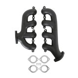 Hooker Blackheart LS Swap Exhaust Manifolds 8506-3HKR Manifold, Blackheart, Swap, Cast Iron, Black Ceramic Coated, Rear Dump, Pair thumbnail 2