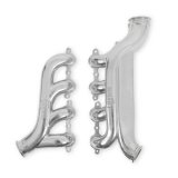Hooker Blackheart LS Turbo Exhaust Manifolds 8510-1HKR Manifolds, Turbo, Ductile Iron, Silver Ceramic, 3.0 in. Outlet/2.25 in. Crossover Connection, Chevrolet LS, Gen III/Gen IV, Pair thumbnail 1