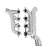 Hooker Blackheart LS Turbo Exhaust Manifolds 8510-1HKR Manifolds, Turbo, Ductile Iron, Silver Ceramic, 3.0 in. Outlet/2.25 in. Crossover Connection, Chevrolet LS, Gen III/Gen IV, Pair thumbnail 2