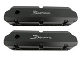 Holley Sniper Fabricated Aluminum Valve Covers 890011B Covers, EFI, Fabricated, Aluminum, 3.38 in. Tall, Baffled, Black Gloss, 1.25 in. Breather Holes, Hardware, Ford, 260-351ci, Windsor, Pair thumbnail 1