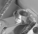 Holley Sniper Carbureted Fabricated Intake Manifolds 825011 Manifolds, Sniper, Carbureted, Single, 4150 Flange, 1,800-7,000 RPM, 6.875 in. Tall, Welded Aluminum, Silver, Chevy, 262-400ci, Each thumbnail 1