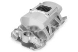 Holley Sniper Carbureted Fabricated Intake Manifolds 825011 Manifolds, Sniper, Carbureted, Single, 4150 Flange, 1,800-7,000 RPM, 6.875 in. Tall, Welded Aluminum, Silver, Chevy, 262-400ci, Each thumbnail 2