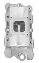 Holley Sniper Carbureted Fabricated Intake Manifolds 825011 Manifolds, Sniper, Carbureted, Single, 4150 Flange, 1,800-7,000 RPM, 6.875 in. Tall, Welded Aluminum, Silver, Chevy, 262-400ci, Each thumbnail 6