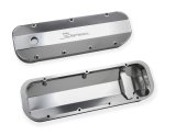 Holley Sniper Fabricated Aluminum Valve Covers 890002 Covers, EFI, Fabricated, Aluminum, 3.5 in. Tall, Baffled, Silver Gloss, 1.25 in. Breather Holes, Hardware, Chevy, 396-454ci, Pair thumbnail 3