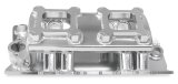 Holley Sniper Carbureted Fabricated Intake Manifolds 835061 Manifolds, Sniper, Carbureted, Dual, 4150 Flange, Rectangular Port, 1,800-7,000 RPM, Welded Aluminum, Silver, Chevy, 396-454ci, Each thumbnail 8