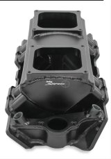 Holley Sniper Carbureted Fabricated Intake Manifolds 835172 Manifolds, Sniper, Carbureted, Dual, 4500 Flange, Rectangular Port, 1,800-7,000 RPM, Welded Aluminum, Black, Chevy, 396-454ci, Each thumbnail 1