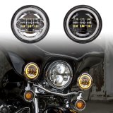 XK Glow XKchrome Running Light Kits XK042007-W Chrome 2pc. Motorcycle Driving Lights with Amber Halo thumbnail 2