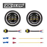 XK Glow XKchrome Running Light Kits XK042007-W Chrome 2pc. Motorcycle Driving Lights with Amber Halo thumbnail 3