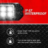 XK Glow Emergency Strobe Lights XK052001-4RB 4pc w/ Traffic Modes Ultra Bright LEDs Multiple modes + Solid On - Red + Blue thumbnail 3