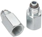 Trans-Dapt Performance Throttle Body Injection Fuel Line Extensions 2458 Extension Fittings, Steel, Clear Zinc, Straight, Chevy, GMC, TBI, Set thumbnail 2