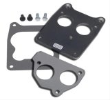 Trans-Dapt Performance Throttle Body to Carbureted Manifold Adapters 2206 Adapter, Chevy, Small Block TBI Spread Bore 4-Barrel, Rear Mount, Steel, Natural, Kit thumbnail 1