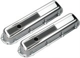 Trans-Dapt Performance Chrome Valve Covers 9521 Covers, Stock Height, Steel, Chrome, Plain, Cadillac, 368-500, V8, Pair thumbnail 1