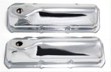 Trans-Dapt Performance Chrome Valve Covers 9295 Covers, Stock Height, Steel, Chrome, Plain, Ford, 351C/351M/400, Pair thumbnail 1