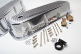 Trans-Dapt Performance Diecast Aluminum Valve Covers 6615 Covers, Tall, Perimeter Bolt Mounting, Die-cast Aluminum, Polished, Finned, Chevy, GMC, Big Block, Pair thumbnail 1