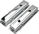 Trans-Dapt Performance Chrome Valve Covers 9300 Pontiac 326-455 V8 59-77 chromed steel, tall, baffled thumbnail 1