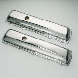 Trans-Dapt Performance Chrome Valve Covers 9391 Covers, Stock Height, Steel, Chrome, Plain, Oldsmobile 330-455, V8, Pair thumbnail 2