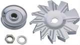 Trans-Dapt Performance Alternator Pulleys 9446 Pulley, V-Belt, 1-Groove, Steel, Chrome, .642 in. Bore, Bolt-On, GM/Ford, Each thumbnail 1